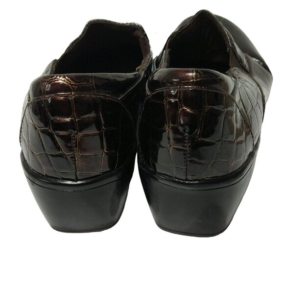 Clarks Bendables Brown Croc Print Slip-on Shoes Women Size 9.5 M Faux Leather - Picture 6 of 11